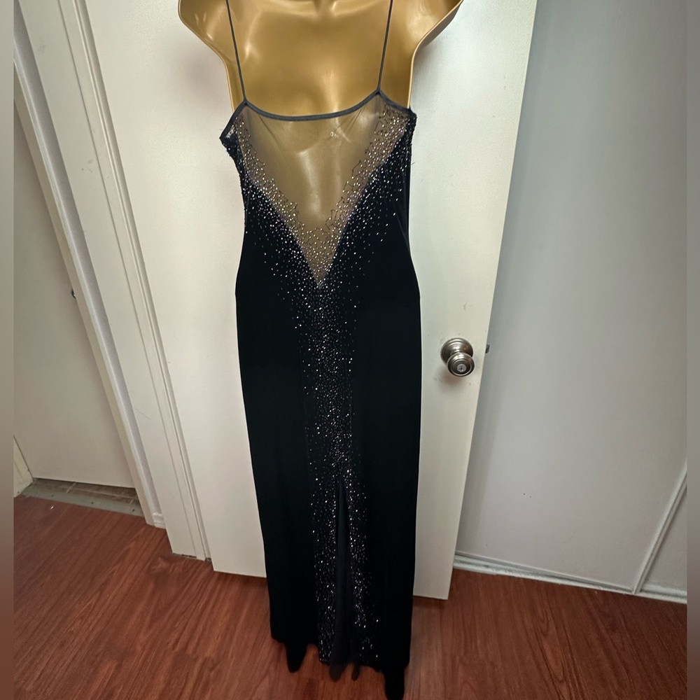 Dave & Johnny Black Velvet Vintage 90’s/Y2K Whimsigoth Sequin Mesh Dress‎ 9/10